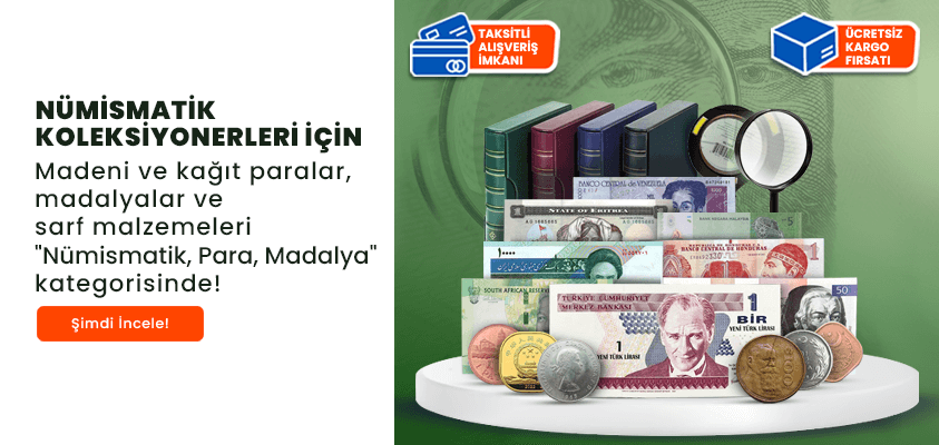 Nümismatik koleksiyonerleri için kağıt ve madeni paralar, madalyalar ve sarf malzemeleri! 